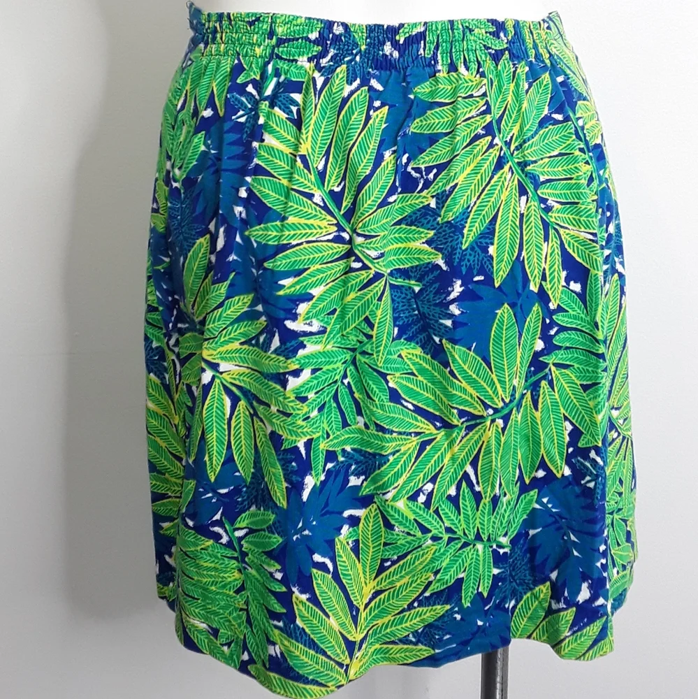 Liz & Co Under The Sea Palm Leaf Blue Green Sarong NWT sz S